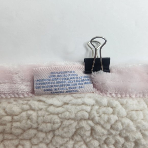 Mon Lapin Baby Girl Blanket Solid Pink Ribbed Cream Sherpa Security Blanket - Picture 8 of 8